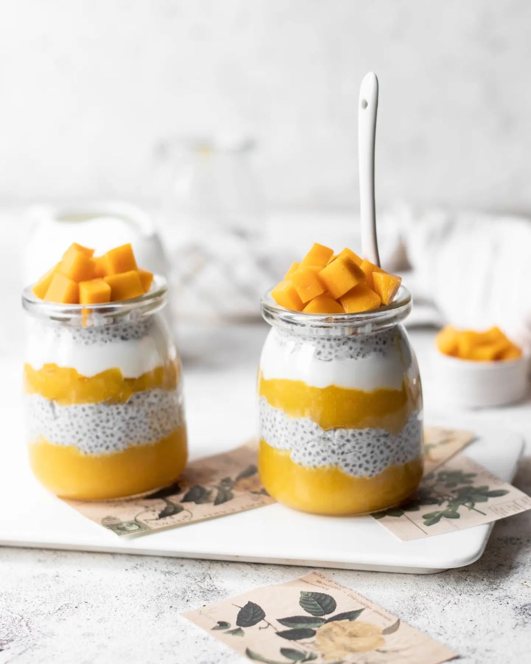 Mango and yogurt chia pudding