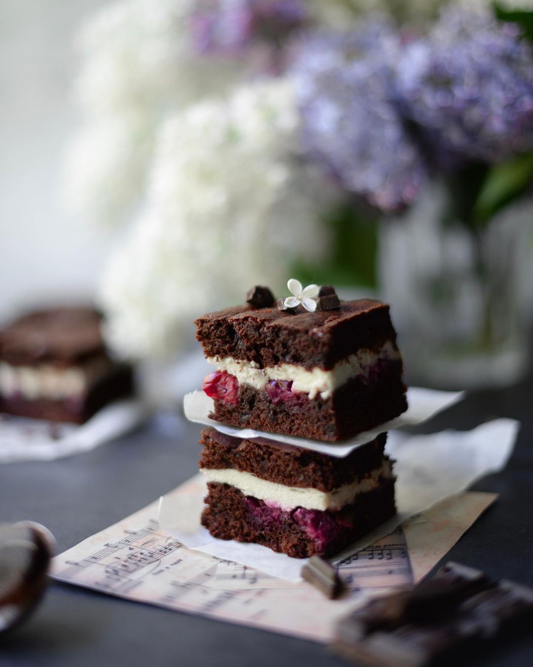 Cherry brownies with cream cheese frosting